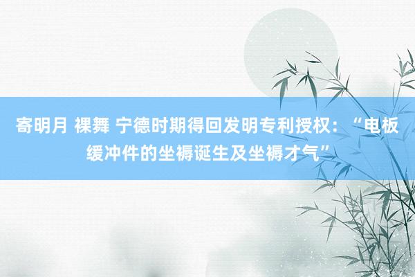 寄明月 裸舞 宁德时期得回发明专利授权：“电板缓冲件的坐褥诞生及坐褥才气”