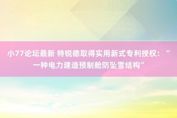 小77论坛最新 特锐德取得实用新式专利授权：“一种电力建造预制舱防坠雪结构”