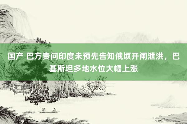 国产 巴方责问印度未预先告知俄顷开闸泄洪，巴基斯坦多地水位大幅上涨