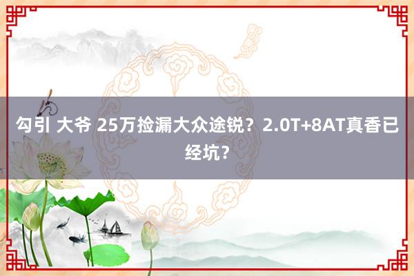 勾引 大爷 25万捡漏大众途锐？2.0T+8AT真香已经坑？
