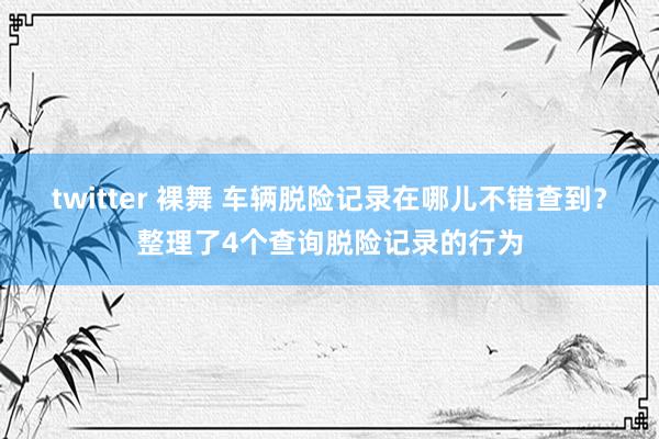 twitter 裸舞 车辆脱险记录在哪儿不错查到？整理了4个查询脱险记录的行为