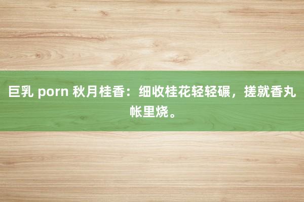 巨乳 porn 秋月桂香：细收桂花轻轻碾，搓就香丸帐里烧。
