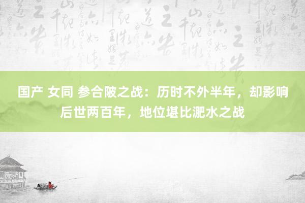 国产 女同 参合陂之战：历时不外半年，却影响后世两百年，地位堪比淝水之战